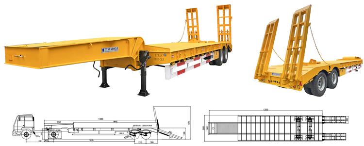 2 Axle Hydraulic Truck Trailer Low Bed Trailer for Sale In Mauritania