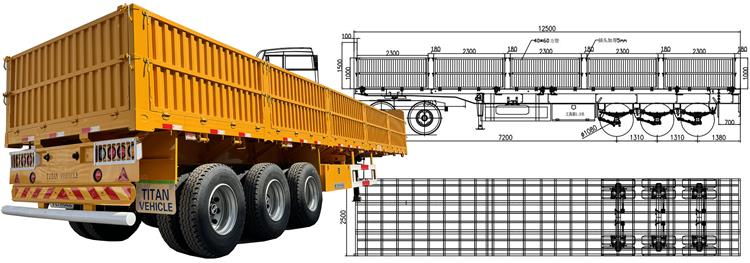 60 Ton Drop Side Wall Semi Trailer for Sale In Zambia