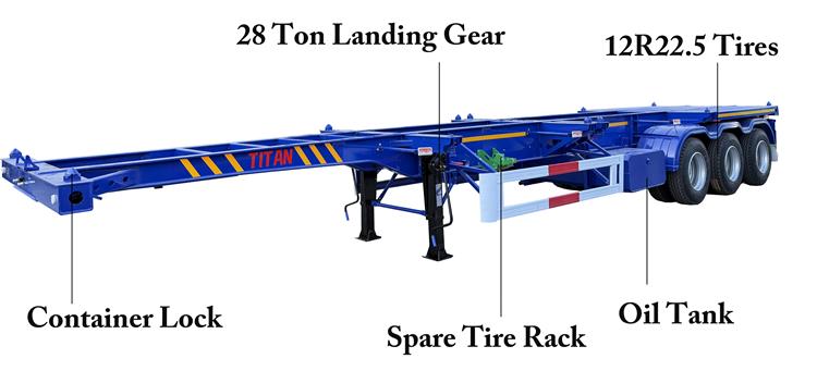 40 foot Shipping Container Chassis Trailer for Sale In Ghana