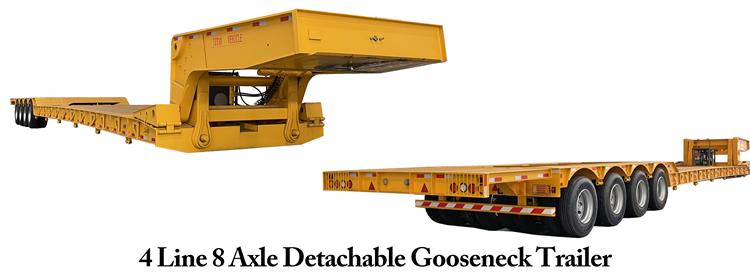 4 Line 8 Axle 150 Ton Detachable Gooseneck Lowboy Trailer for Sale In Saudi Arabia