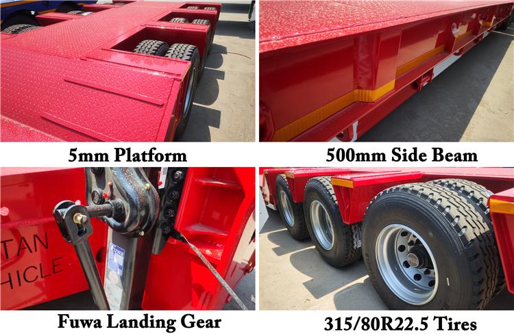 3 Axle 80 Ton Lowbed Truck Trailer for Sale In Liberia