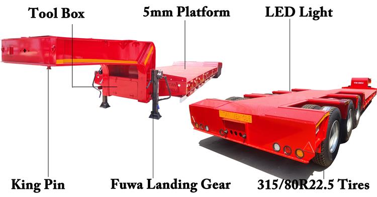 3 Axle 80 Ton Lowbed Truck Trailer for Sale In Liberia